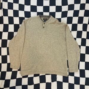 woolrich long sleeve henley sweater tan mens large